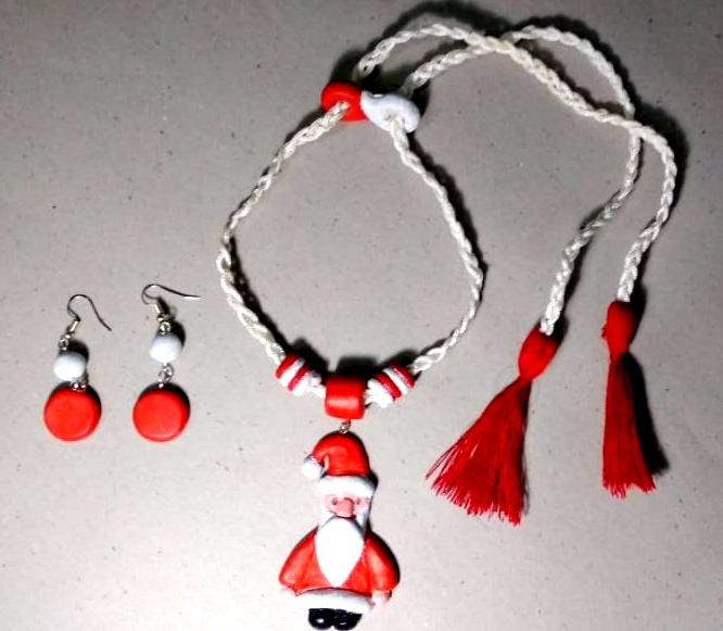 Santa Earring & Necklace set for Christmas